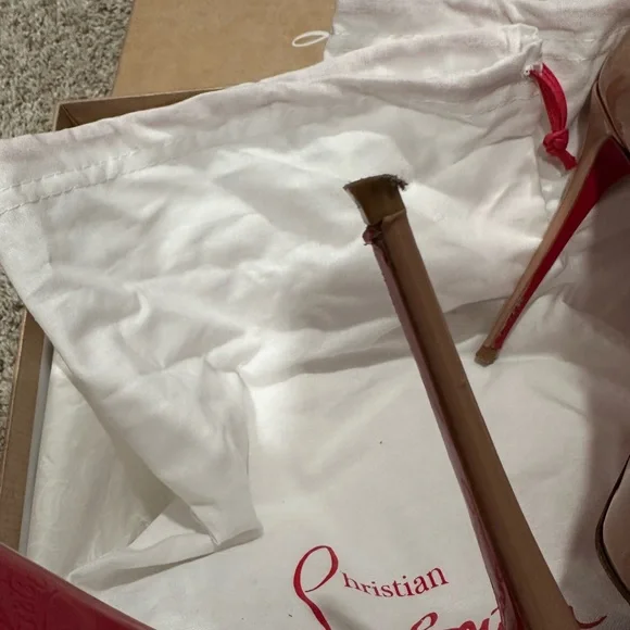 Christian Louboutin Nude Peep Toe Heels - Picture 11 of 16